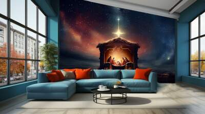 Christmas Nativity under the Stars Wall mural