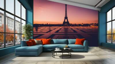 eiffel tower at sunrise Wall mural