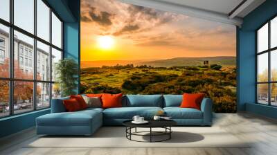 Sunset over Ilkley moor, Yorkshire Wall mural