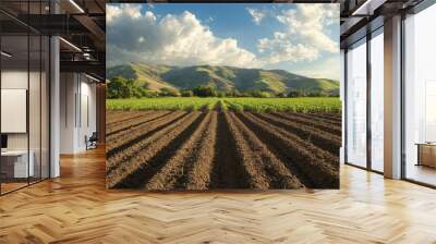 Farm fields organic farming practices, Generative AI Wall mural