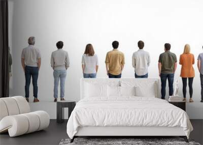 front and back view of same group of people on white background, Generative AI Wall mural