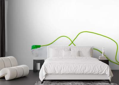 Green headphones on white Wall mural