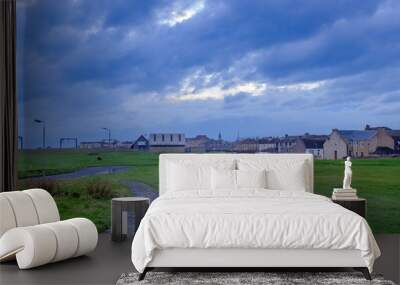 Looking Over Auchenharvie Fields to the Town of Saltcoats in the Distance Wall mural