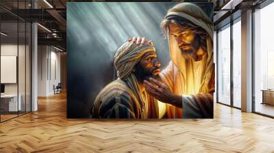 Jesus Christ Heals a Blind Man and Comforts Him Wall mural