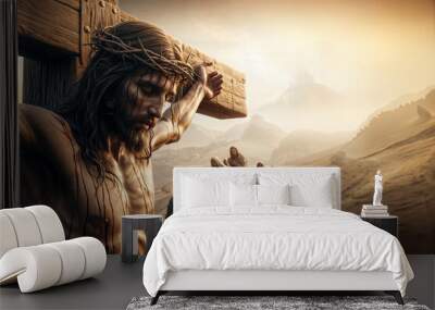 Jesus Christ Messiah on the Cross of Calvary - Crucifixion Easter Story Wall mural