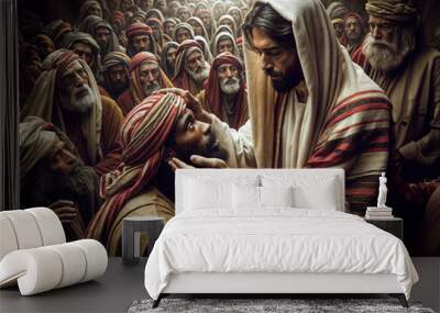 Jesus heals a blind man - Bible miracle Wall mural