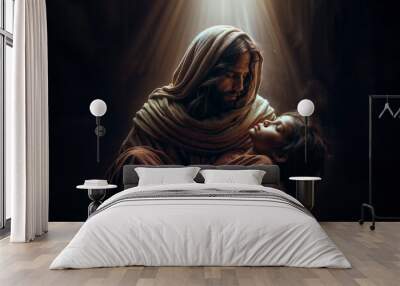 Jesus Raising Jairus' Daughter: Miracle of Resurrection Wall mural