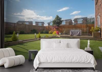 Modern Garden Designed and landscaped with newly Constructed Materials. Wall mural