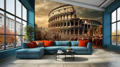 Painting of the Roman Colosseum in Rome in ancient times Wall mural