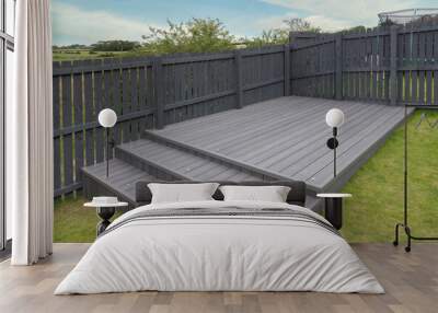 New Laid Composite Decking Ash Colour and with Decking Lights Installed. Wall mural