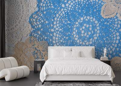 Vintage crocheted doilies, close up  Wall mural