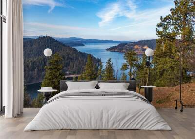 Lake Coeur d'Alene view from Mineral Ridge Idaho Wall mural