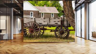 Old fashion mobile home, home in wagon Wall mural