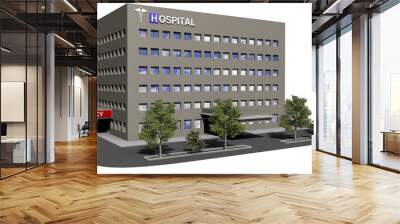 Hospital building on a white background Wall mural