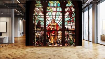 stained glass window with jesus Wall mural