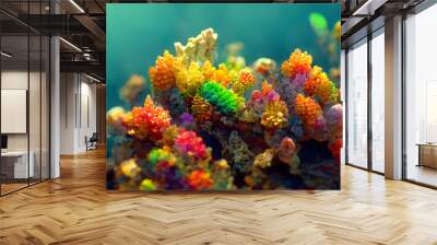 Stunning Rainbow coral reef under sea shot 2 selective focus Wall mural