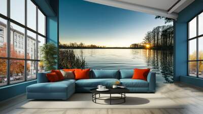 Sunset from the shore of the Northwest River in Chesapeake Virginia Wall mural