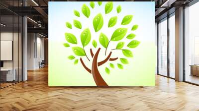 A green fresh tree vector illustration. Wall mural