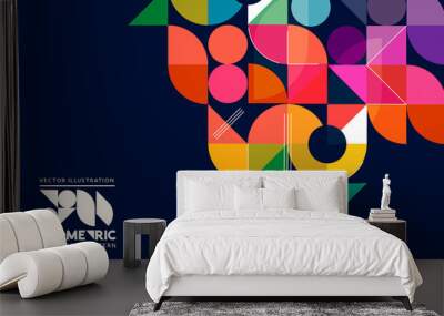 Abstract and colourful geometric shapes pattern background. Vector illustration. Wall mural