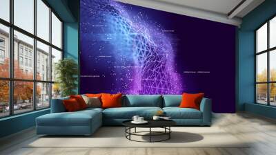 Abstract visual of data connections. Technology background - 3D illustration Wall mural