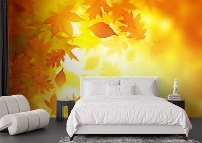 Autumn Falling Leaves Wall mural