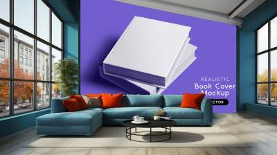 Blank book cover mockup design layout with shadows for branding. Vector illustration. Wall mural