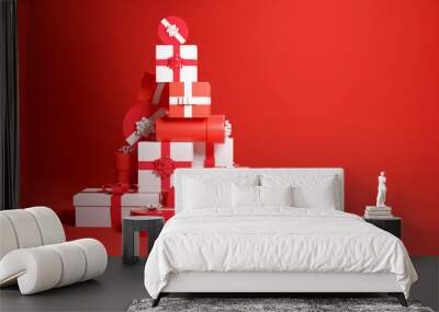 Christmas Gift and Presents In A Tree Shape Wall mural