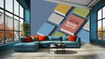 collection of hardcover realistic books. Mock up template for marketing. Vector illustration Wall mural