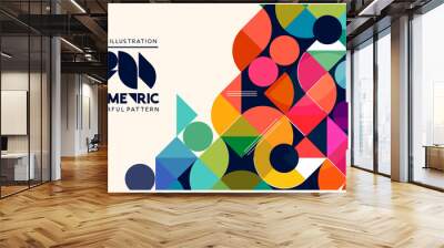 Colourful geometric shapes and pattern background layout. Vector illustration Wall mural