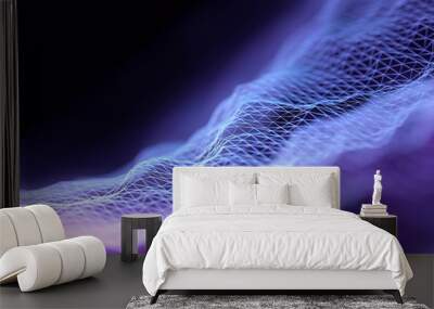 Complex internet web data polygon background. 3D illustration. Wall mural