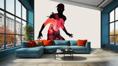 Fleshing eating dead zombie silhouette. Vector illustration Wall mural