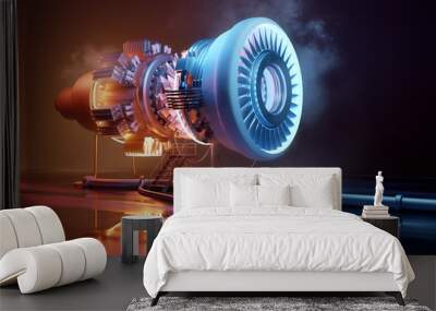 Futuristic jet engine technology background. Engineering and technology 3D illustration. Wall mural