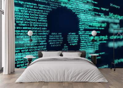 Hacking and Virus Attack Computer Code Background Wall mural