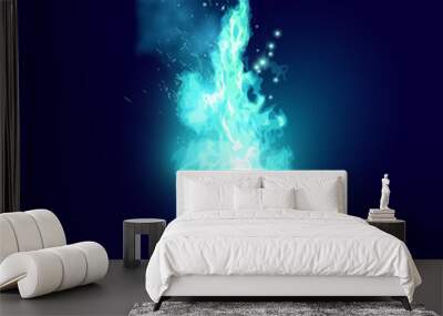 Mystical Blue Fire Flames Vector Wall mural