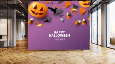 Purple Halloween Background Design Wall mural