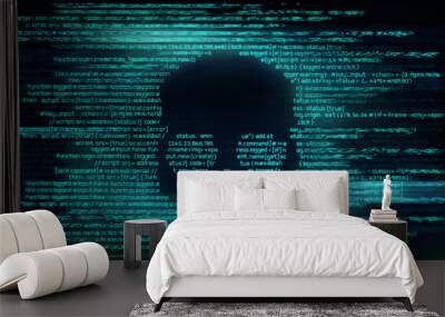 Ransomware And Code Hacking Background Wall mural