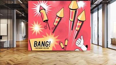 Retro Firework Rockets Wall mural