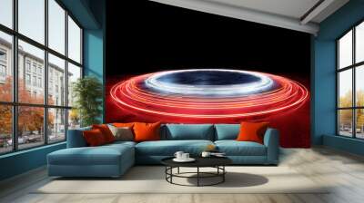 Streaming Car trail lights forming circles. 3D illustration background. Wall mural