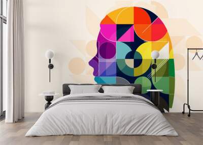 Women made from colorful geometric shapes. Vector illustration pattern. Wall mural