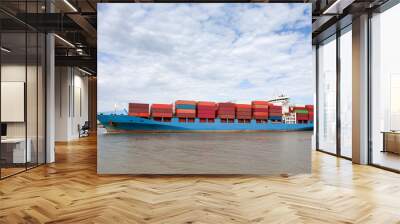 Dramatic View of Fully Loaded Container Ship Wall mural