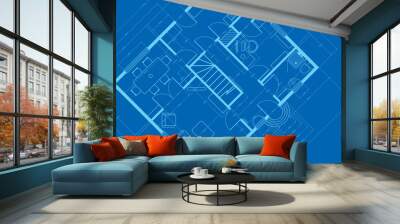 architectural blueprint Wall mural