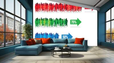 colourful people silhouette background lines Wall mural