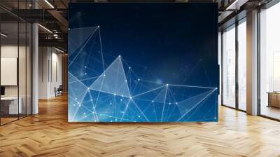 Abstract connected dots wireless communication network on space background , abstract image visual, internet of things . Wall mural