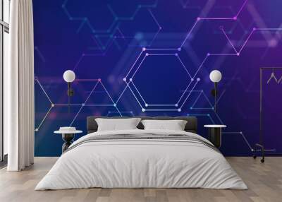 Beautiful polygon lines and dots connection Wall mural