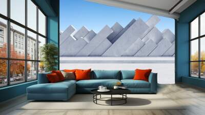 Cement floor with wall background. 3d rendering Wall mural