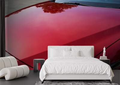 Close up of red metallic paint coating car body Wall mural