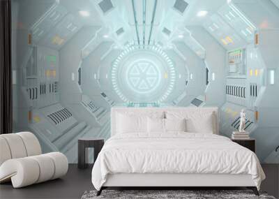 Corridor spaceship Interior. 3d rendering. Wall mural