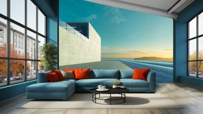 Empty floor with modern building exterior Wall mural