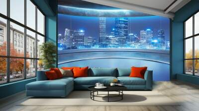 Empty unfurnished futuristic round shape interior design room Wall mural