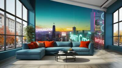 Future innovative wireless fast network technology concept. 3d rendering Wall mural